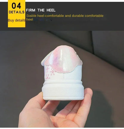 Disney Kids Girls Shoes 2024 New Children Sneakers Girls Elsa Frozen Princess Casual Sport Shoes Student Shoes Teen Shoes.