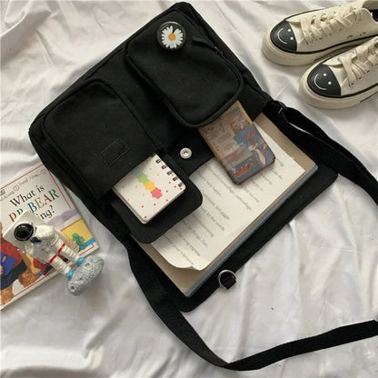 Cute Canvas Bag Wild Student Women Handbags Shoulder Bag Female Japanese Harajuku Diagonal Crossbody Bags for Girl Pouch Bolsas.