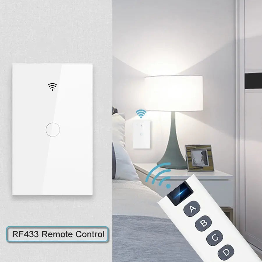 Tuya WiFi Smart Licht Schalter UNS Standard Arbeit Mit Alexa Google Home Wand Touch Schalter 110 V 220 V RF433Mhz Fernbedienung 1 2 3 4 Gang.