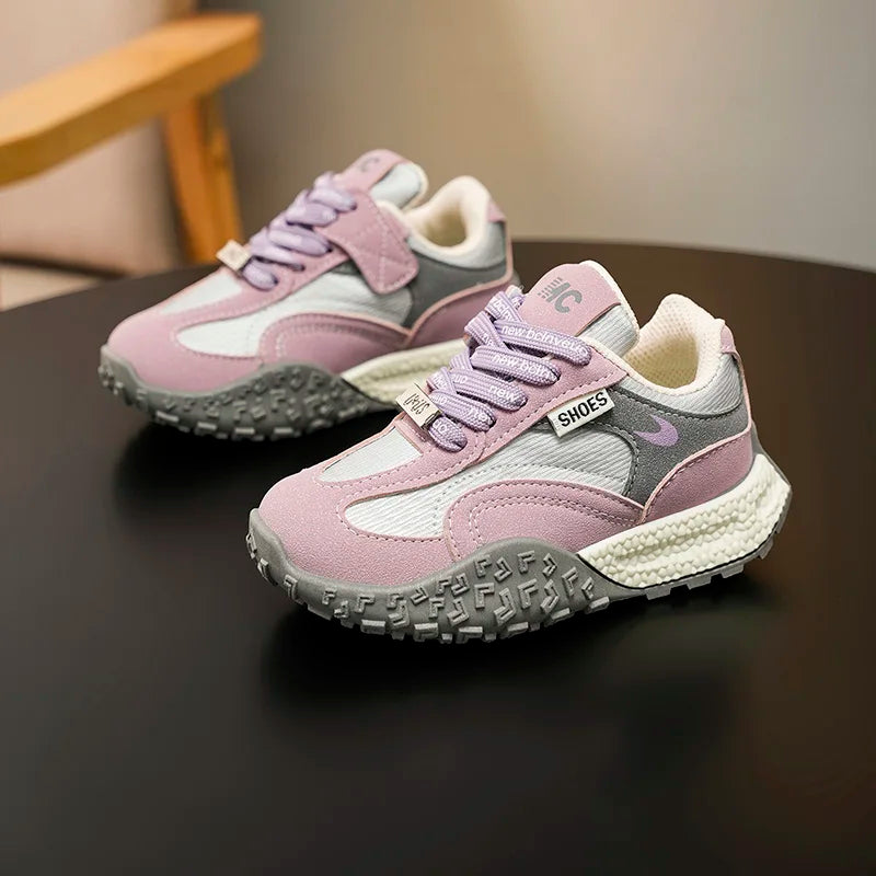 Girls Trendy Athletic Sneakers Durable Suede Comfortable Fit NonSlip Rubber Outsole Kids Causal Shoes Non-slip Boys Sports Shoes.