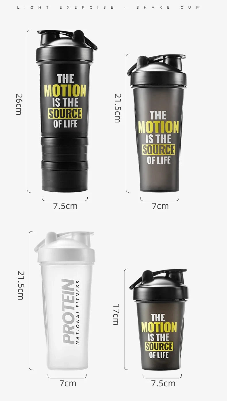 GIANXI Shaker Bottles Gym Sports Protein Powder Mixing Bottle Outdoor Portable Leak Proof Plastic Cup Drinkware.