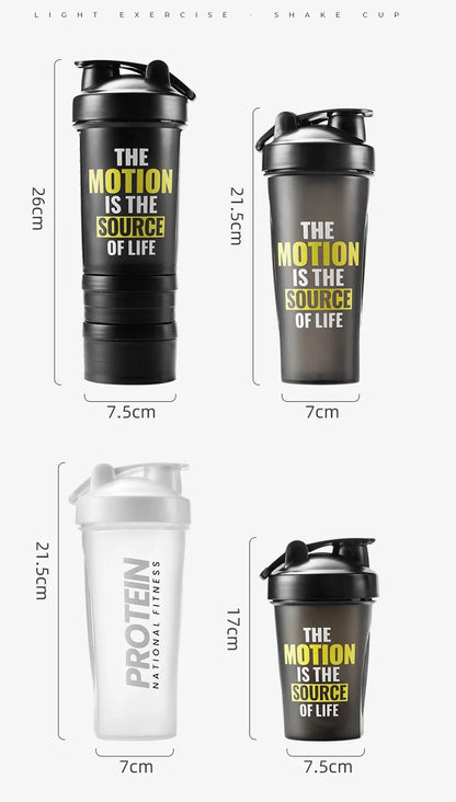 GIANXI Shaker Bottles Gym Sports Protein Powder Mixing Bottle Outdoor Portable Leak Proof Plastic Cup Drinkware.