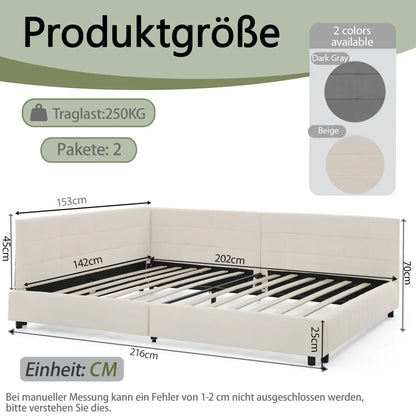Modernes Einzelbett 90*200 cm, hautfreundliches Samtdesign, Babybett mit hoher Rückenlehne, Beige und Dunkelgrau (ohne Matratze)
