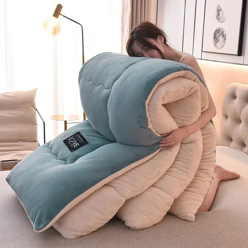 Lamb Velvet Winter Quilt Machine Washable Soft and Warm Blanket Spring and Autumn Quilt Super Warm Bedding Queen Comforter 겨울 이불.