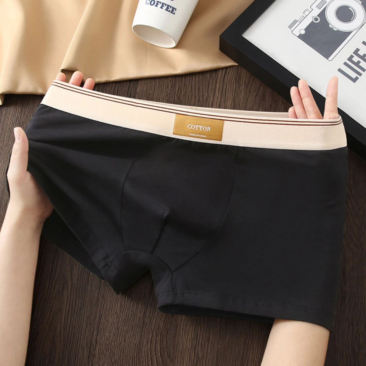 4 Stück Herren-Unterwäsche, Baumwolle, Boxershorts, atmungsaktive Unterhose, sexy Sport-Komfort, männliche Boxershorts, Größe L-4XL