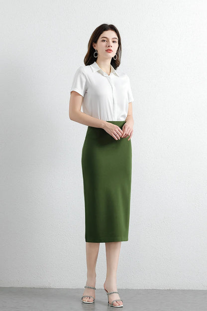Women's Professional High Waist Long Pencil Skirt, Slim Fit Black Hip-hugging Skirt for Office Commute