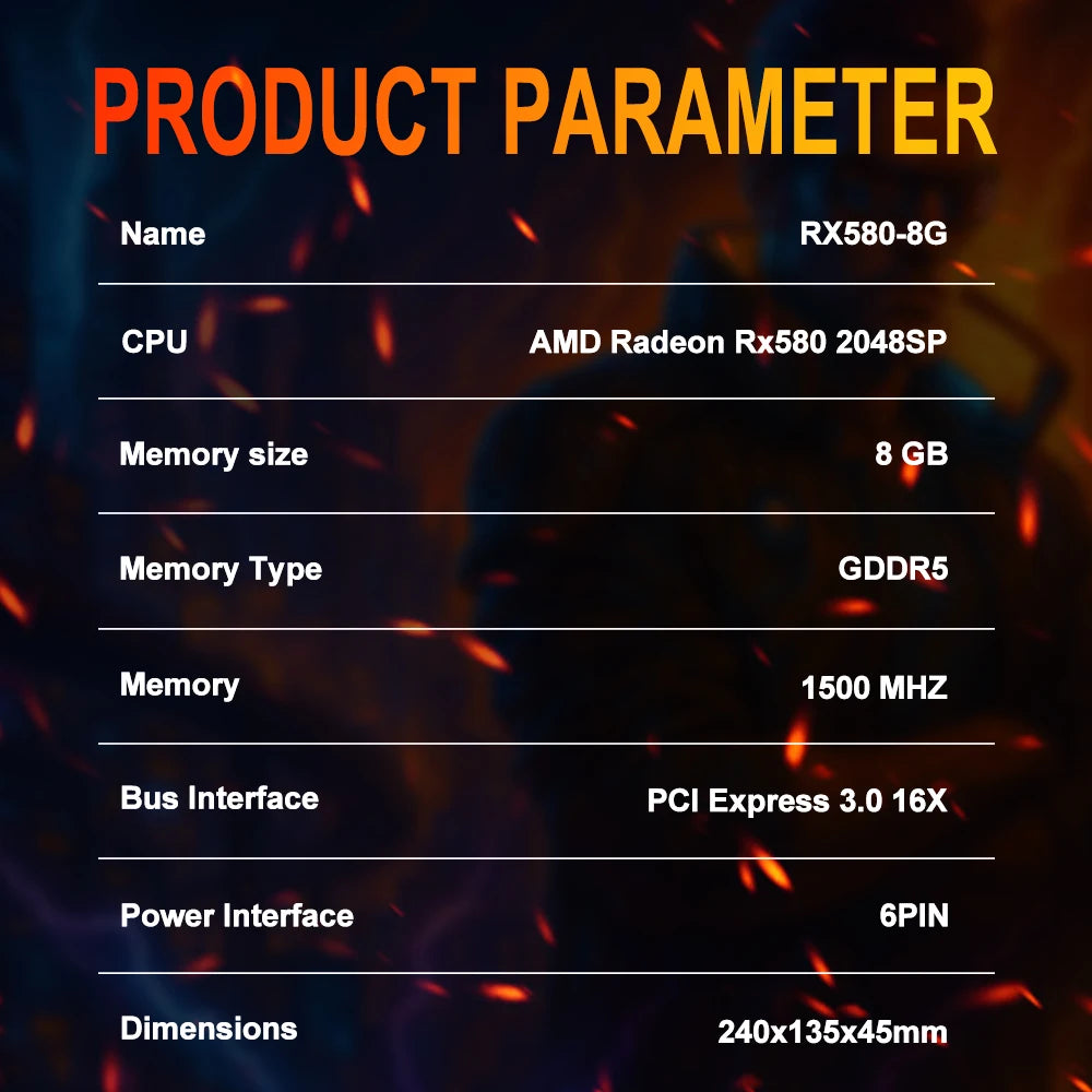 SOYO Graphics Cards Radeon RX580 8G GDDR5 Memory Video Gaming Card PCIE3.0x16 GPU Desktop Computer Components AMD RX 580 8G.