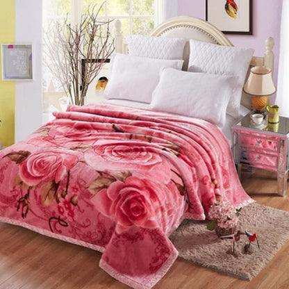 Blanket Double Thickened Raschel Winter Wedding Quilt Blanket Warm Coral Fleece Cashmere Blanket Double.