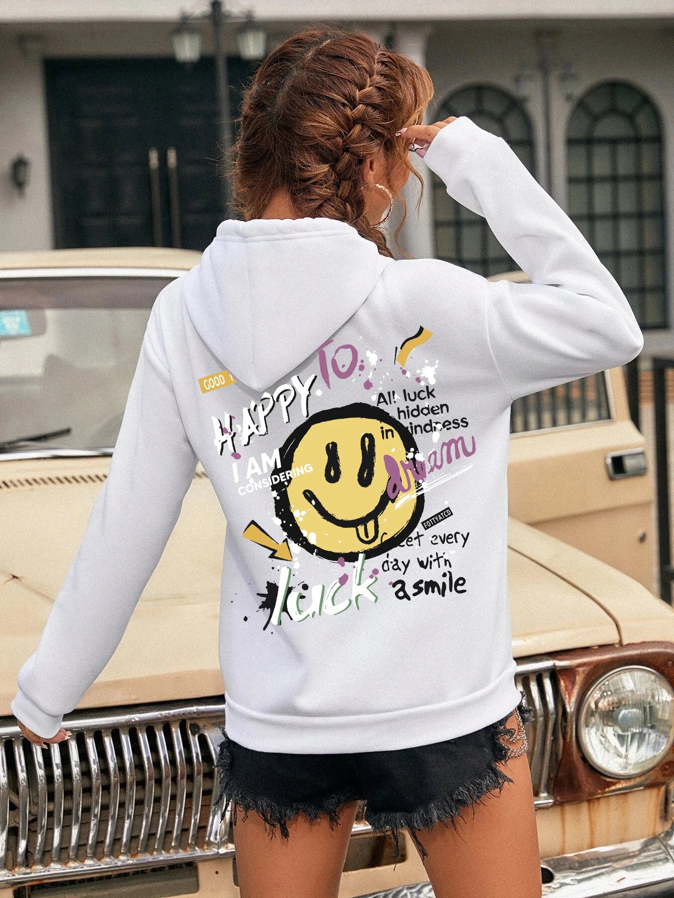 Interesting Graffiti Printing Women Hoodie Fashion Street Hoody Casual Versatile Sweatshirt Autumn Fleece S-Xxl Female Clothing.