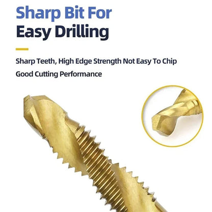 6 stücke Tap Titan Überzogene Sechskantschaft Bohrer Bits HSS Schraube Gewinde Metrische Taping Schraube Maschine Verbindung Werkzeug M3-M10 hand Werkzeuge