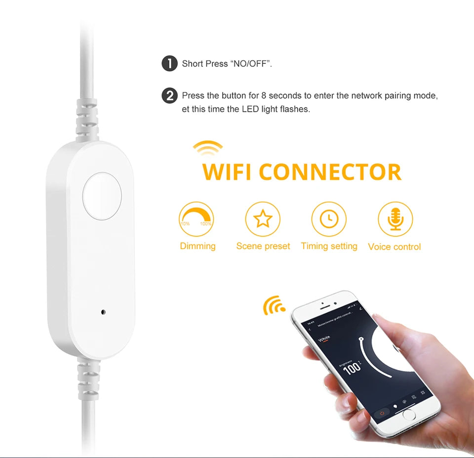 Tuya Wifi RGB /White/Warm White COB LED Strip Light Silica Gel Tube Tape Linear Dimmable Lighting work with Alexa Google Home.