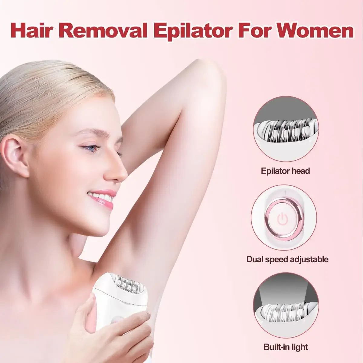 VGR Hair Remover Professional Epilator Electric Leg Body Rechargeable Underarms Portable Two Speeds Epilator for Women V-705.