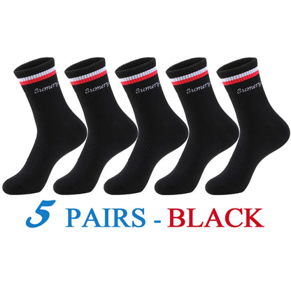 5 Pairs/Lot Running Socks Men Sports High Quality Cotton Colorful Outdoor Cycle Casual Breathable Long Sock Male Gifts 5 Styles