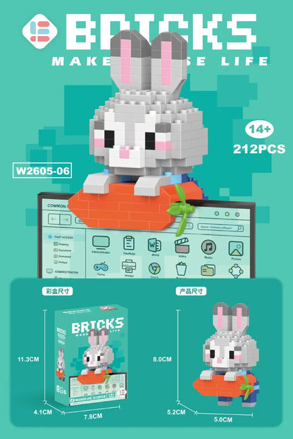 Disney 108 Style Stitch LinaBell Hello Kitty Building Blocks Princess Cartoon Figrues Bricks Children's Assembly Toys Model Gift