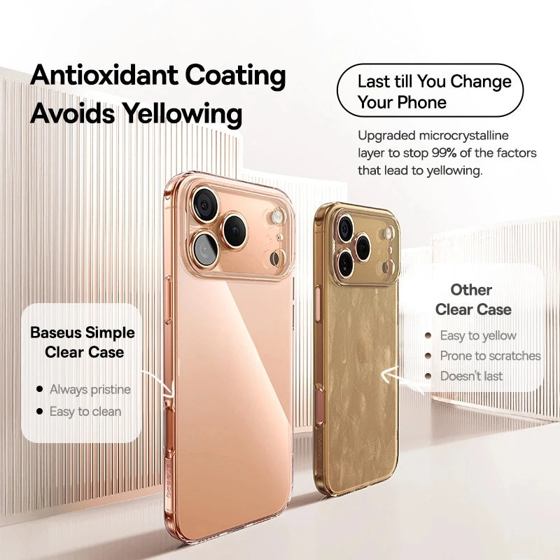 Baseus Clear TPU Case for iPhone 17 16 15 14 13 12 11 Pro Max Plus Air Soft Transparent Phone Cover Soft Thin Protective Case.