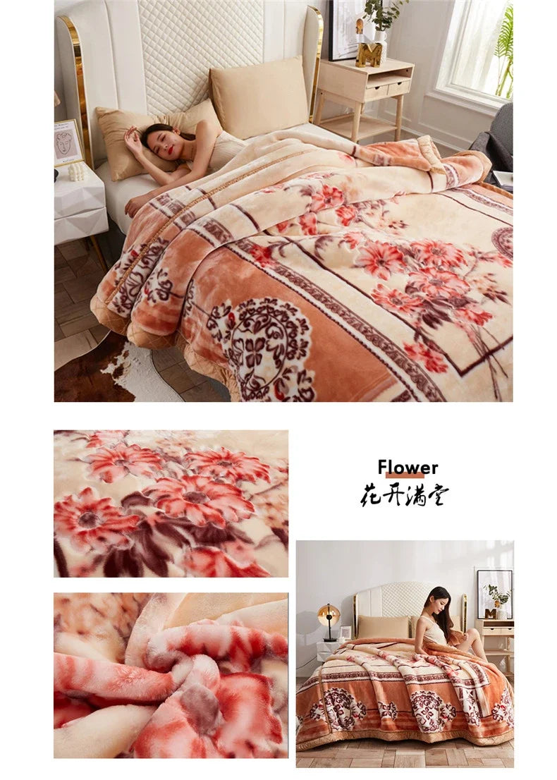 Flannel Blanket Double-deck Washable Quilt Siesta Keep Warm Double Person Thick Winter Soft Comfortable Plush Bed Sheet
