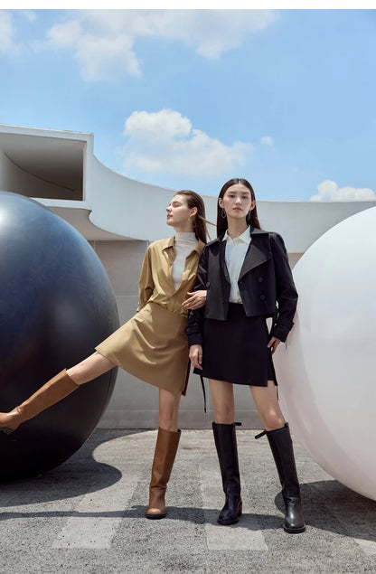 AMII Minimalism Casual Shorts Skirts Women High Rase 2024 Autumn New Fashion Commuter Lady Straight Blazer A-Line Skirt 12343035.