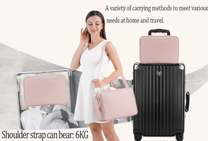 Professional Makeup Bag Extra Large Cosmetic Train Case Make Up Brush Organizer Storage Box Manicure Artist Bags with Dividers.