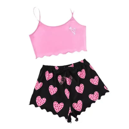 1 Satz Sommer-Damen-Pyjamas, zweiteilig, sexy, lässig, Leibchen, Unterhemd, Shorts, Homewear-Anzug