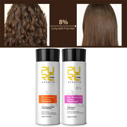 PURC Professional Brazilian Keratin Hair Treatment Cream Straightening Smoothing Scalp Treatment Purifying Shampoo Hair Care.