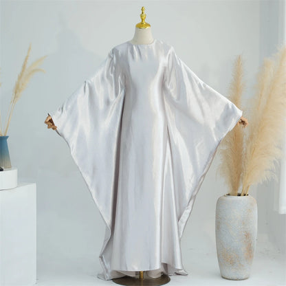 Eid Batwing Satin Shimmer Soft Crepe Abaya Dubai Luxury 2024 Islam Muslim Maxi Kaftan Dress Kebaya Abayas For Women Vestidos