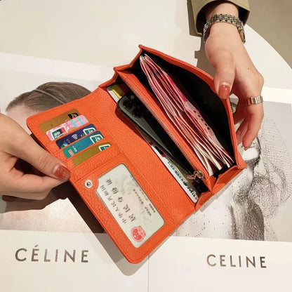 Genuine Leather Wallet Women Long Clutch Fashion Luxury Brand Ladies Purses Card Holder Zipper Coin Pocket High Quality Billfold.