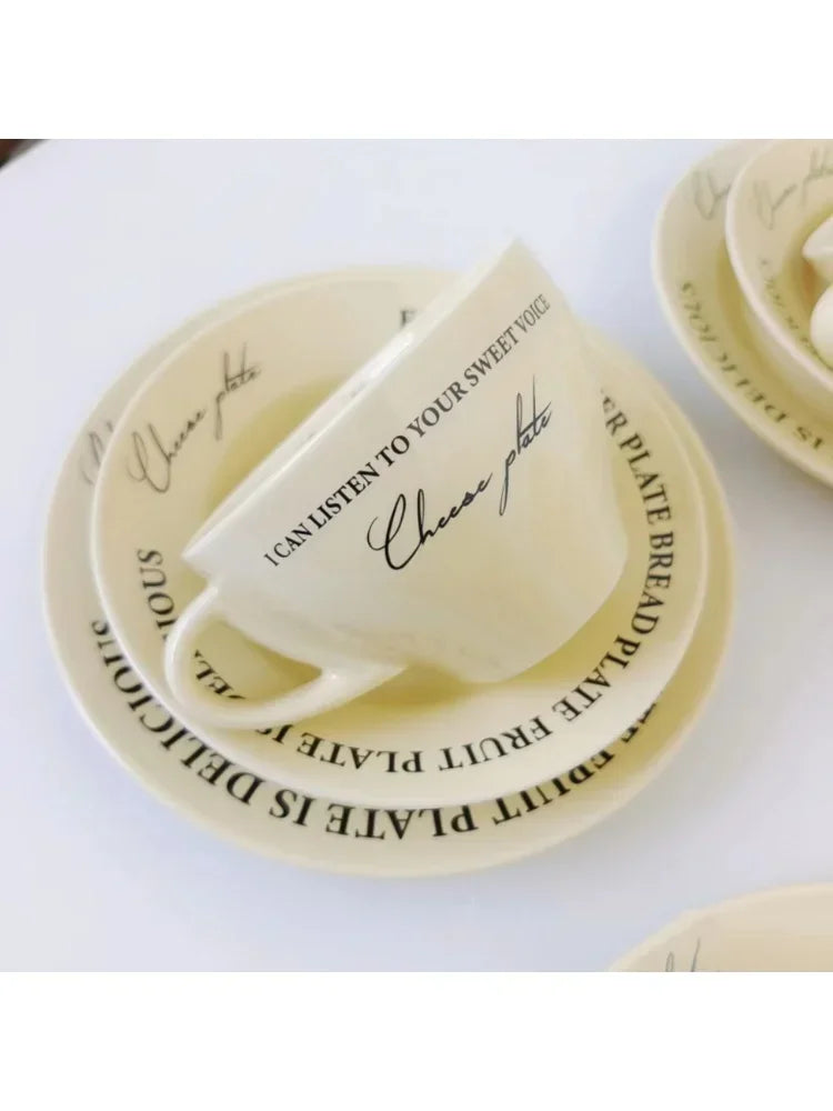 Ceramic Cup and Saucer Coffee Cup Set Milk Mug Dessert Plate Teaware Afternoon Tea Cup Drinkware Drinking Utensil Birthday Gift.