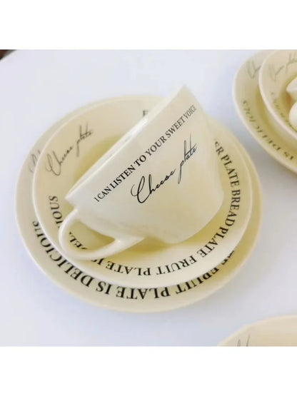 Ceramic Cup and Saucer Coffee Cup Set Milk Mug Dessert Plate Teaware Afternoon Tea Cup Drinkware Drinking Utensil Birthday Gift.