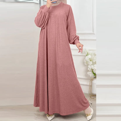 ZANZEA Fashion Muslim Abaya Women Autumn Maxi Sundress Casual Long Sleeve Kaftan Hijab Vestido Solid Loose Islamic Clothing 2024