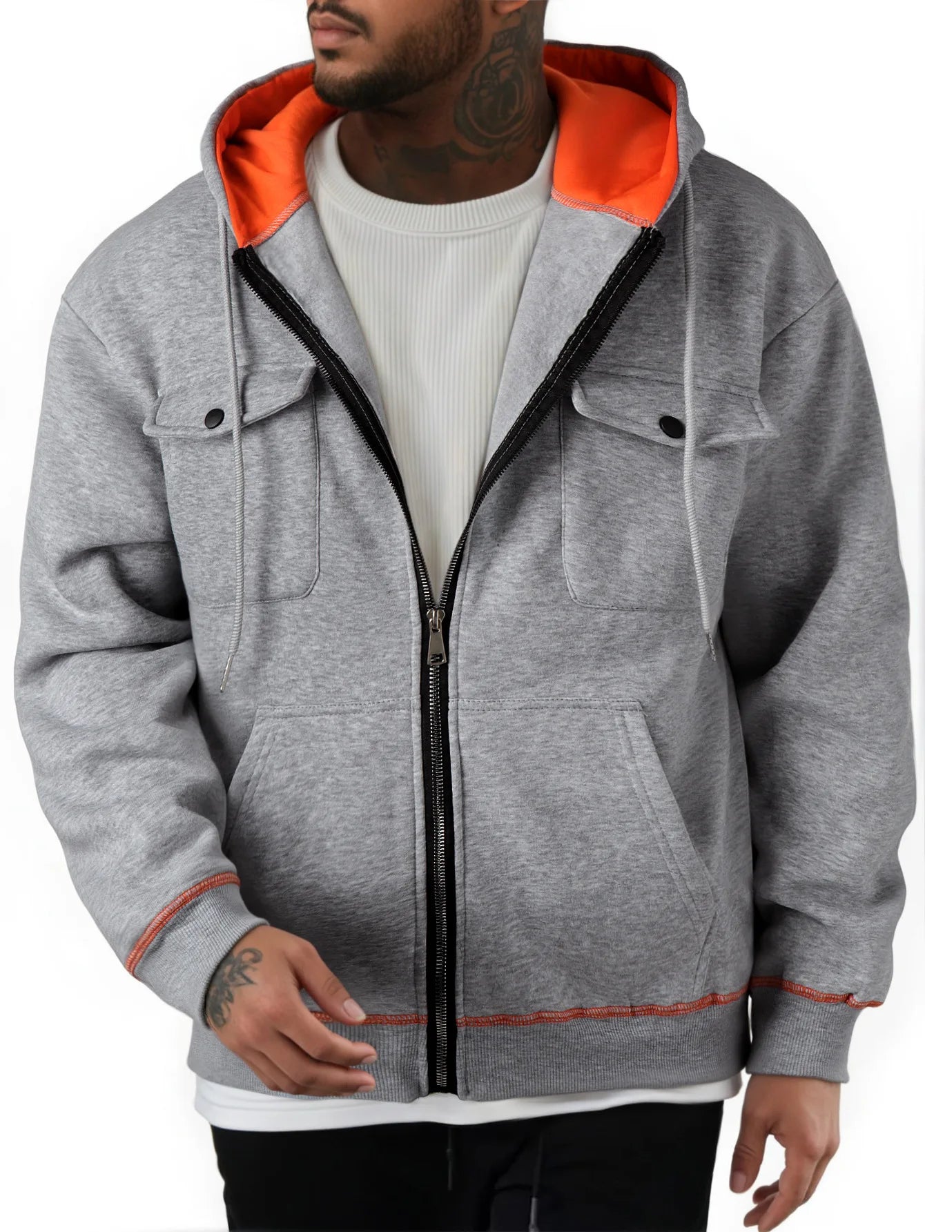 Autumn Winter Men's Fleece Warm Hooded Sweatshirt.