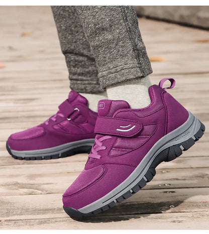 Men's Trendy Running Shoes With Hook And Loop Fastener, Comfy Breathable Wear Resistant Shock Absorption Cushioned Sneakers