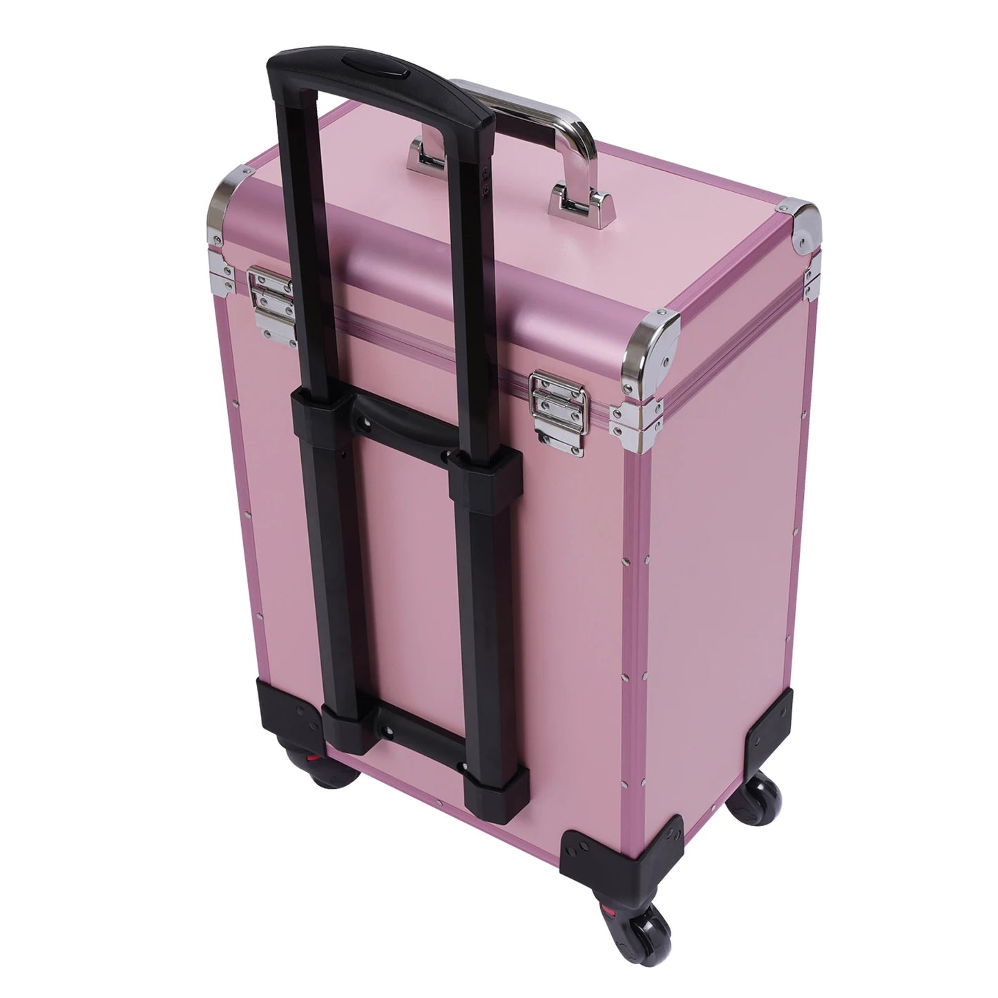 3 in 1 Rolling Makeup Case with Drawer, Large Makeup Case Organizers, Profesional Cosmetic Case for Salon Barber, Light Pink
