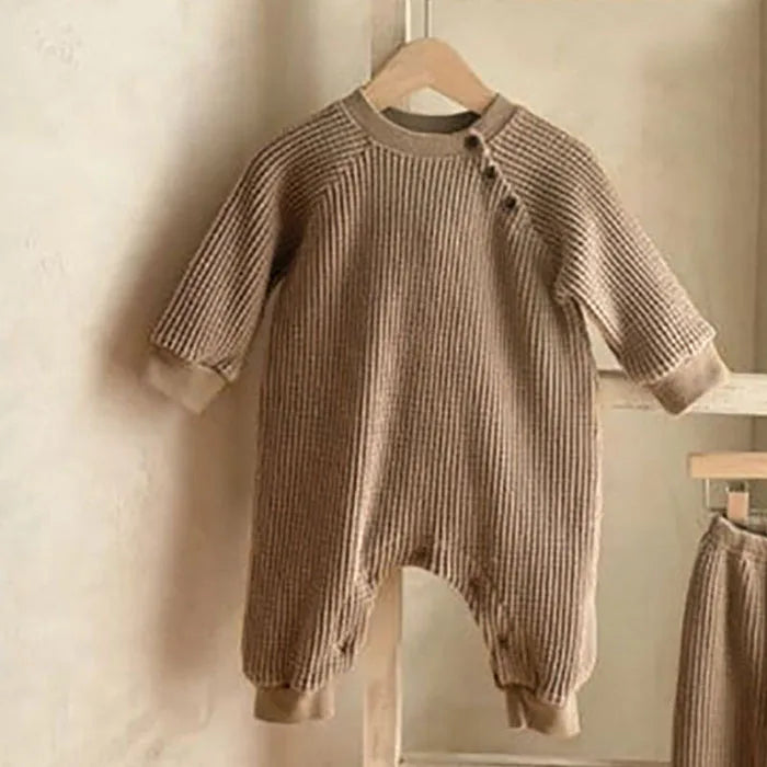 Infant Baby Mädchen Jungen Overall Einem stück Outfit Waffel Baumwolle Langarm Kleinkind Baby-spielanzug Frühling Herbst Baby Kleidung.