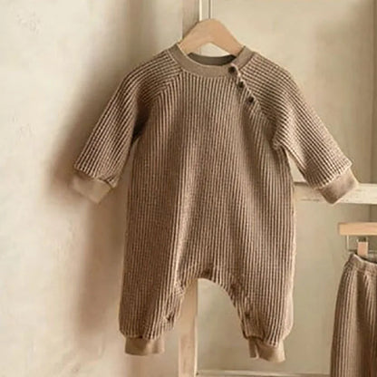Infant Baby Mädchen Jungen Overall Einem stück Outfit Waffel Baumwolle Langarm Kleinkind Baby-spielanzug Frühling Herbst Baby Kleidung.