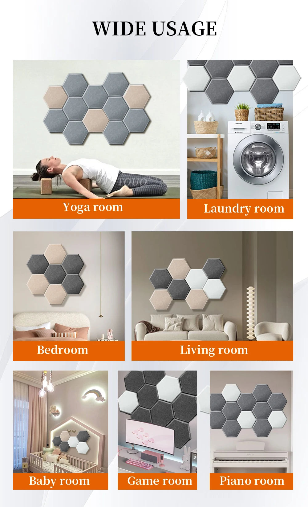 TOUO Acoustic Panels 6-18pc Noise Treatment Insulation Soundproofing Home Studio High Density Soundproof Wall Decor Bedroom