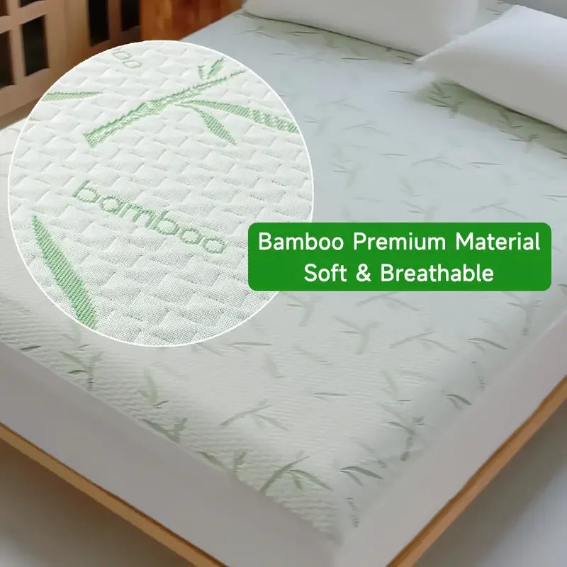 1pc Waterproof Bamboo Mattress Cover (Without Pillowcase), Cooling & Breathable Fitted Bed Sheet With 6-14inches Deep Pocket.