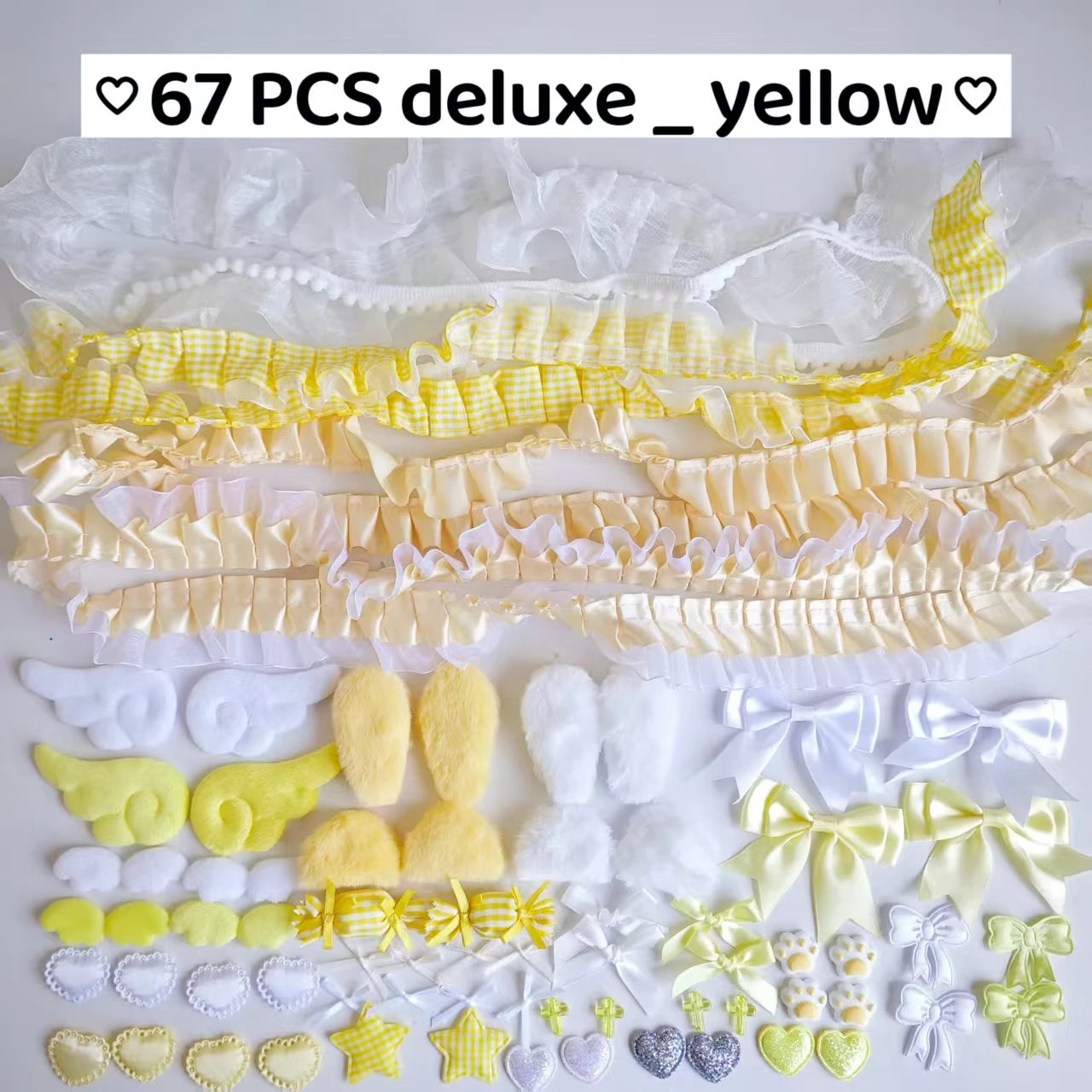 67 pieces of color material package set for bar and tray, collection of girl's pink bow, lace and lace accessories, pain package.