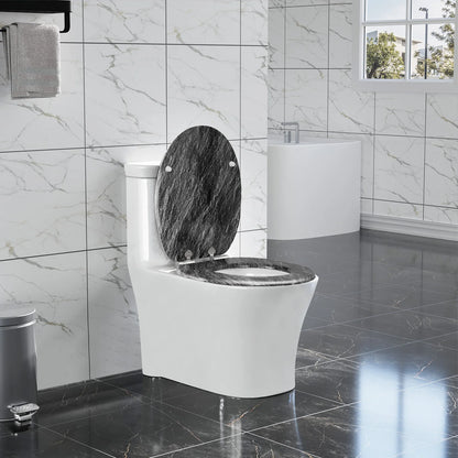O-förmiger Toilettensitz, verstellbare Scharniere, Toilettendeckel mit Motiv, Soft-Close-Mechanismus für Badezimmer