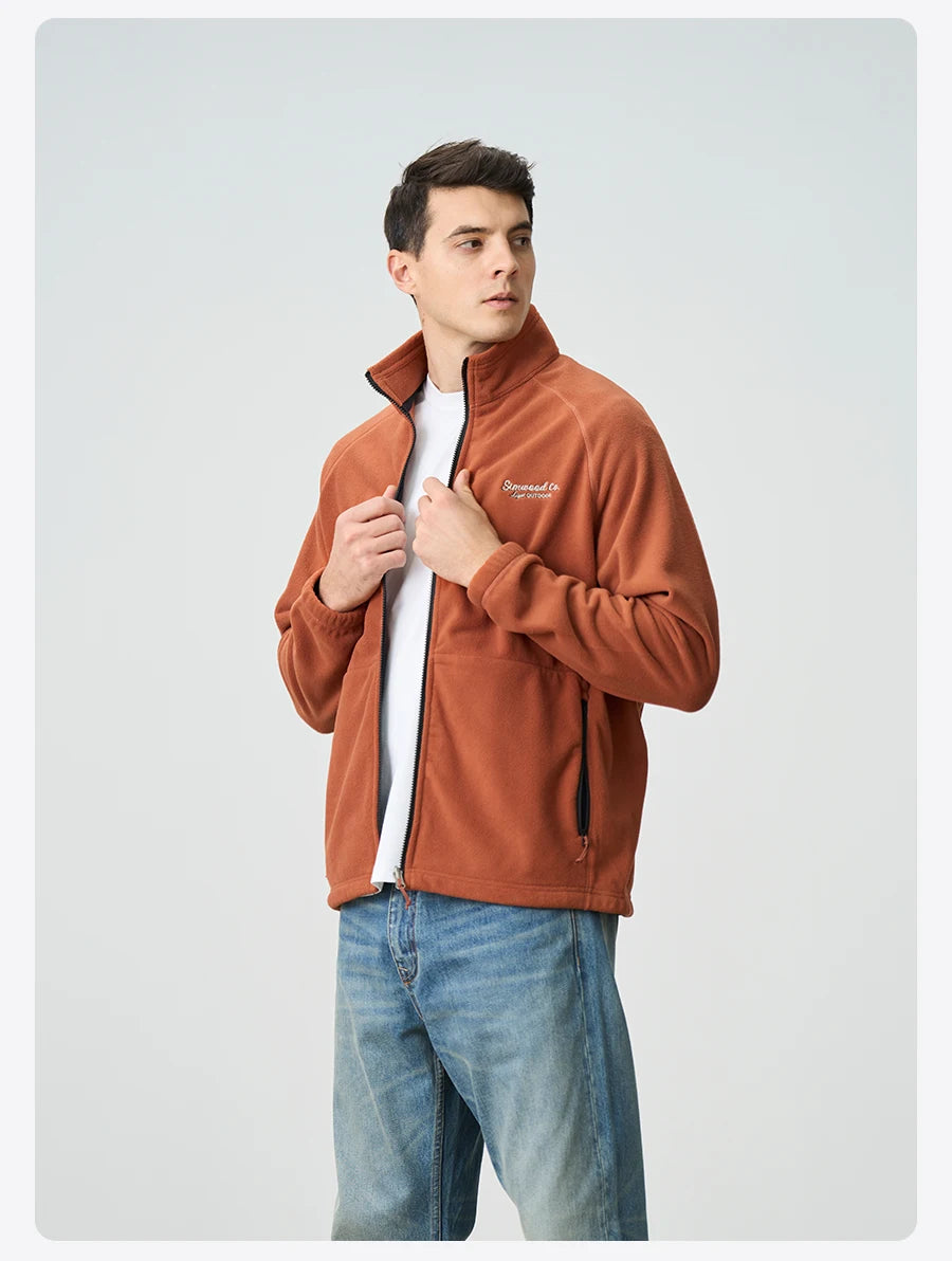 SIMWOOD 2025 Autumn Winter Men's Anti Static Polar Fleece Jacket 300gsm Anti-Electricity Coat Regular Fit Warm Fleece for Daily.