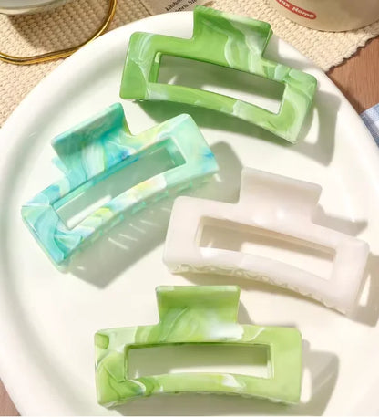 4 Pcs Pink Large Hair Claw Clips 3.4" Non-slip Big Square Matte for Women Girls, Strong Hold Banana Clips for Thick Thin Hair.