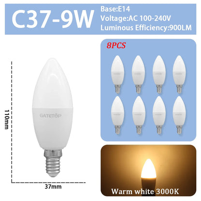 8PCS Led-lampe E27 B22 E14 220V GU10 Spot Licht 9W LED Glühlampe Retro Edison Vintage lampe AC 220V 110V Glas Lampen für Zuhause.