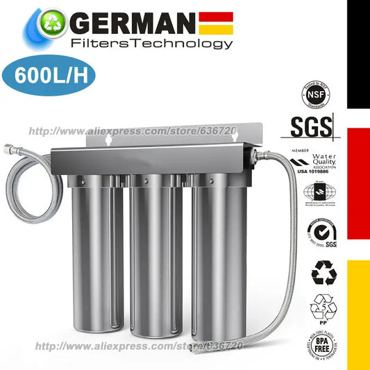 TSTUF 0.01μm Ultra-Filtration Under Sink Water Filter, Stainless Steel Water Filter for Sink, 5X Service Life.