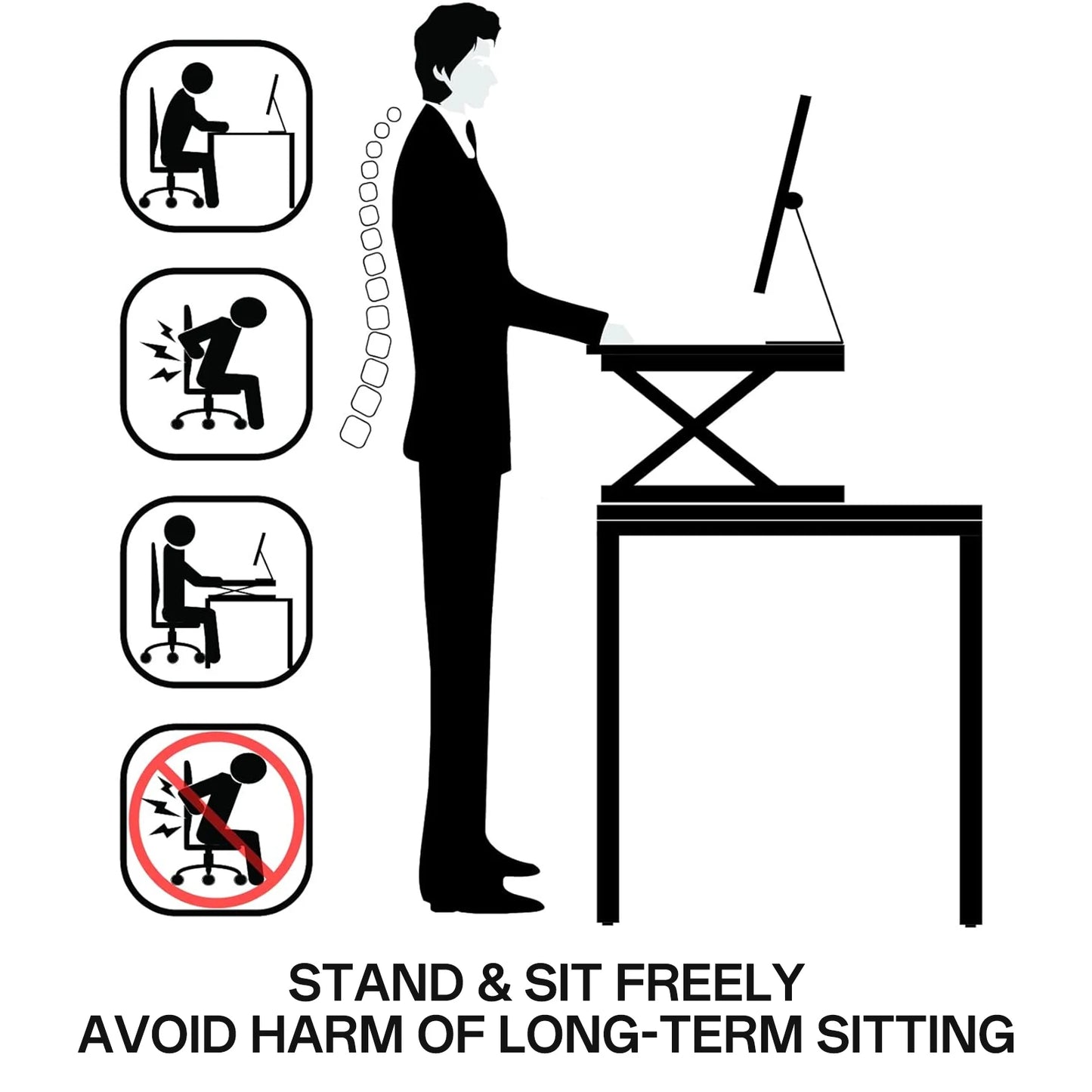 37" breiter Stand-Up-Schreibtisch-Riser, höhenverstellbarer Stehpult-Konverter für das Heimbüro