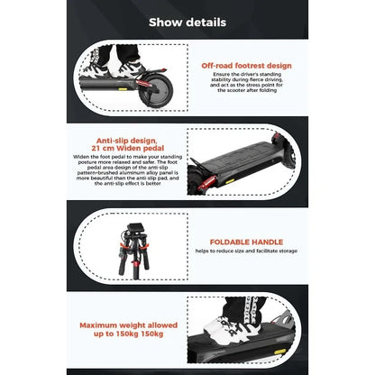 ISCOOTER IX4 Electric scooter 800W motor 48V15AH lithium battery, 10-inch off-road tires, adult foldable electric scooters.