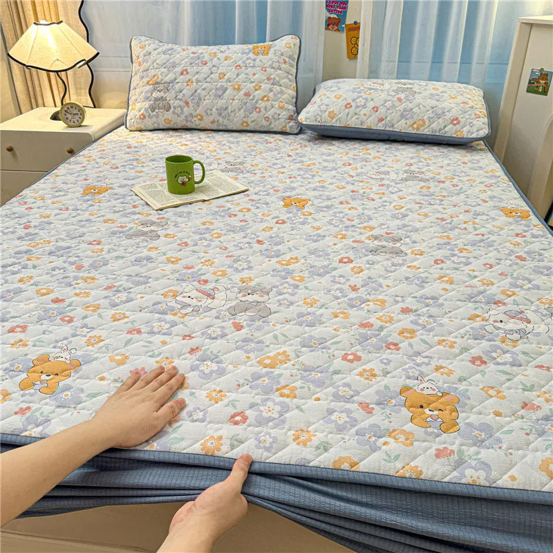 Non-slip Bed Cover Queen/King Size Bedspread Thicken Bed Linen Home Mattress Protector cubre colchón (Pillowcase Need Order).