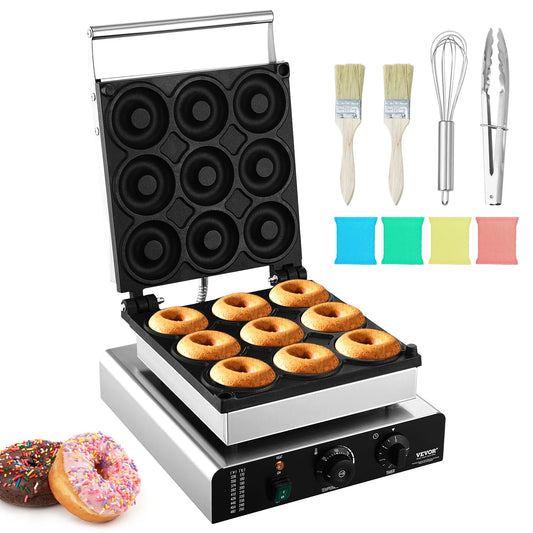 SucceBuy Electric Donut Maker Commercial Doughnut Machine with Non-stick Surface Double-Sided Heating Waffle Doughnut Machine.