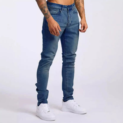 New Style of Denim Men's Jeans Cross-border Ins Trendy Black Slim High Waist Denim Pants Men.