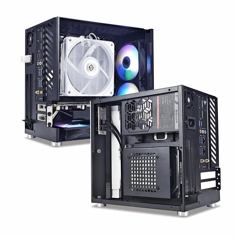 METALFISH T20 Mini ITX Case 9L Gaming Computer White Chassis Compact PC Support Flex PSU/100mm Cooler/180Liquid Cooler/240mm GPU.