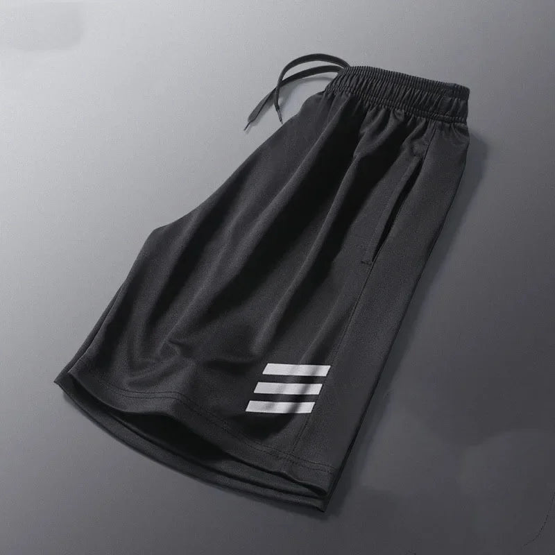 Men's Loose Quick-Dry Running Shorts – Breathable Striped Gym & Basketball Shorts for Fitness, Workout, Sport.