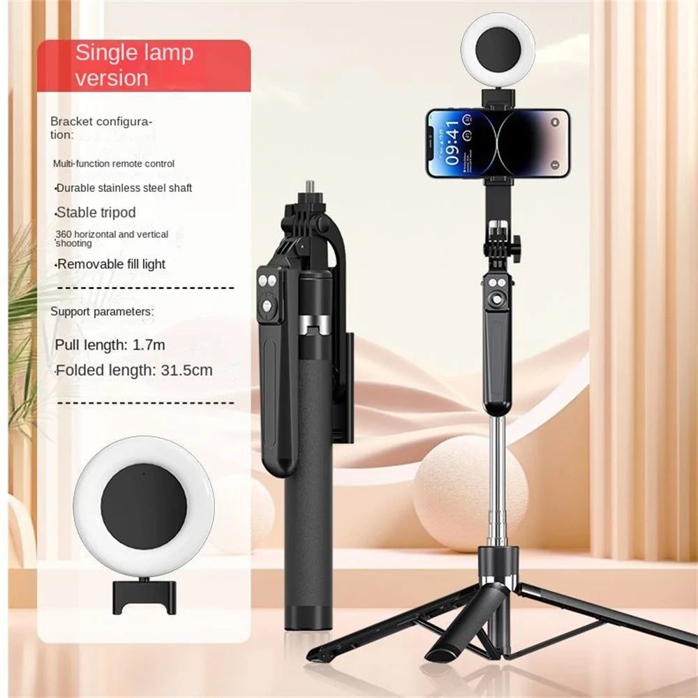 FANGTUOSI New Long Selfie Stick Tripod for Smartphone Live, Tripods Stand with Wireless Bluetooth shutter For Phone Camera Vlog